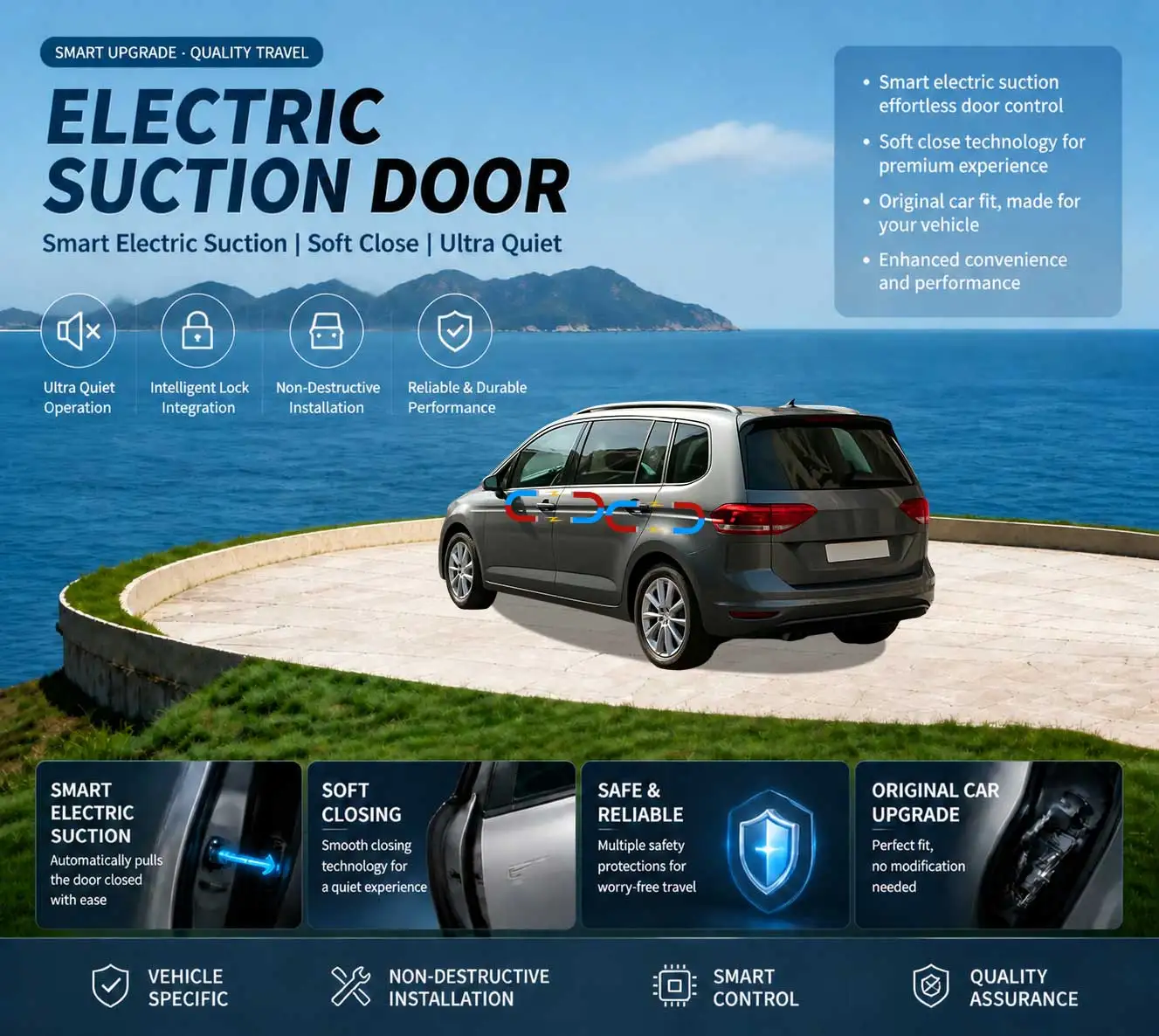 

Car Specific Car Modification Auto Suction Soft Close Door Modification Parts & Accessories For Volkswagen VW Touran 5T 2015-26+