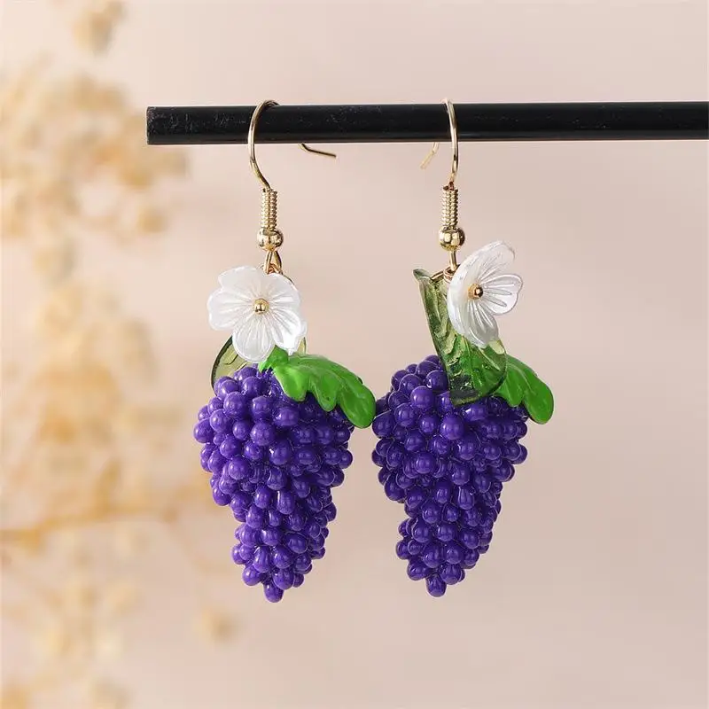 Niedliche Frucht-Blumen-Blatt-Ohrringe Blaubeere Zitrone Orange Traube Erdbeere Granatapfel Ohrringe Damen Modeschmuck Geschenke – Detail 11