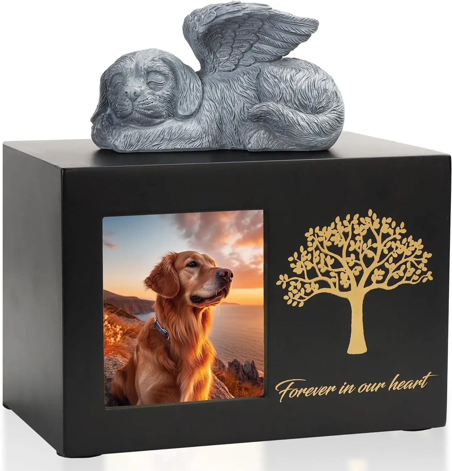 

The Home of Angels Pet Urns for Ashes Wooden Loss Pet Sympathy Remembrance Gift Optional With Dog Angel or Cat Angel