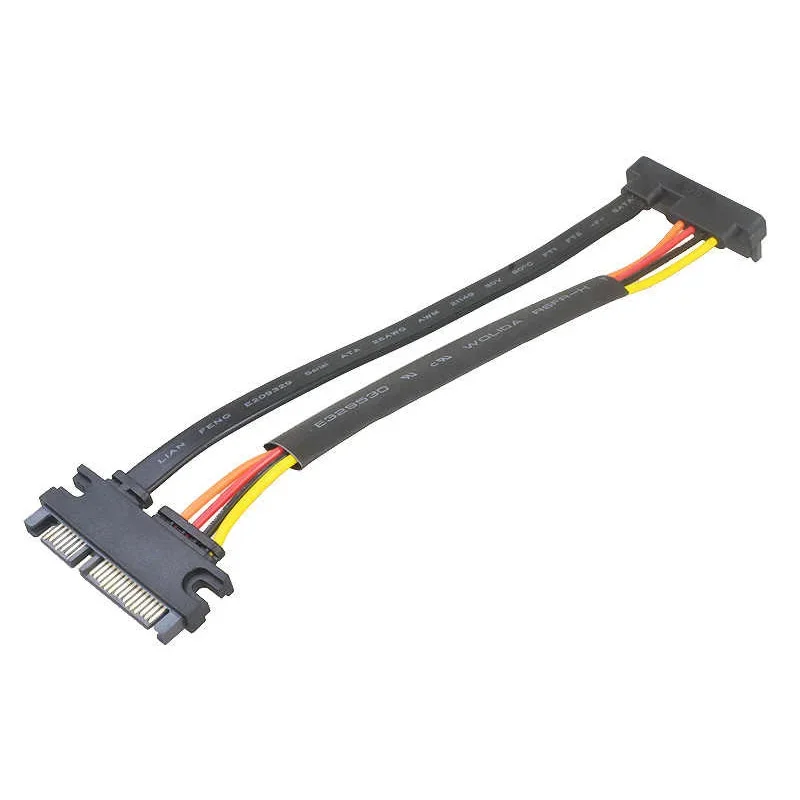 15cm SATA 22-Pin-Stecker auf Buchse 90-Grad-SATA-Verlängerungskabel 6Gb/s 22-Pin-Stecker auf Buchse 7+15-Pin-Daten-HDD-Stromkabel – Detail 2