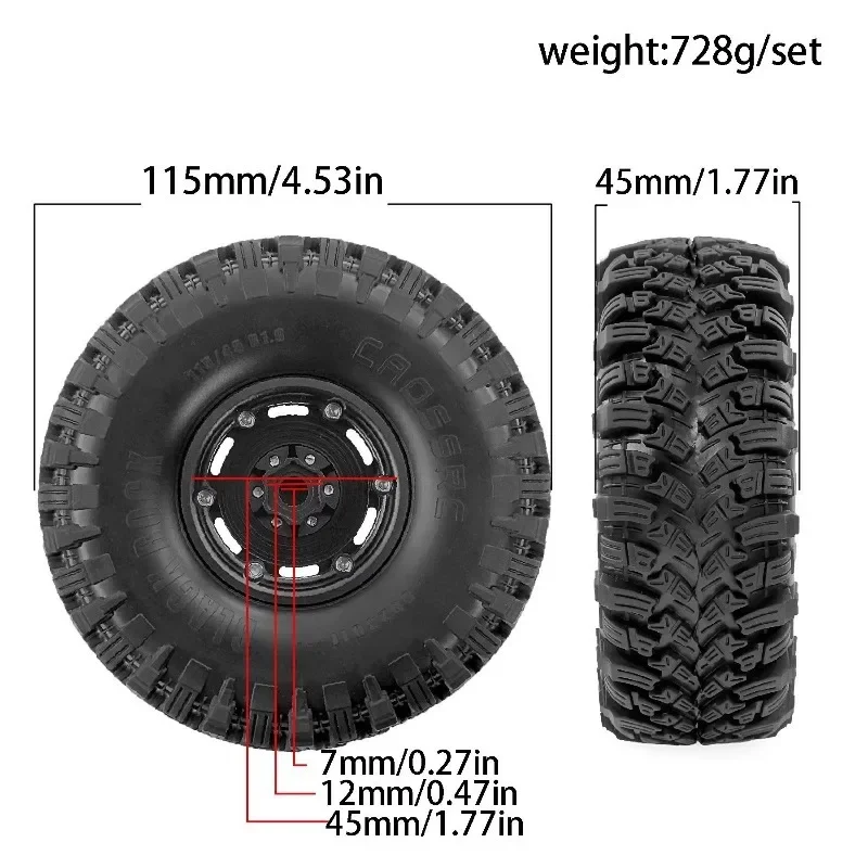 

Легкосплавные алюминиевые диски 1.9 Beadlock с шинами для радиоуправляемых краулеров 1/10 SCX10 TRX4 TRX6 VS4-10 Gen8 7 MST CFX D90