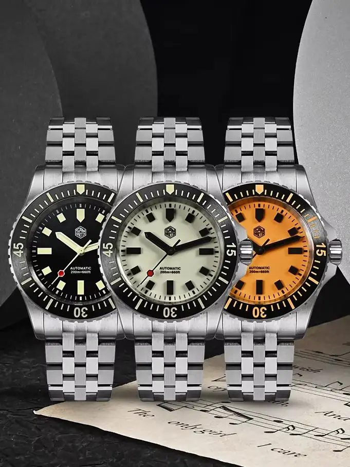 San Martin New 1200HV Hardening Coating Toolwatch ST2130Movement 3D Luminous Indices Full Lume Dial Watch Waterproof 200M SN0012