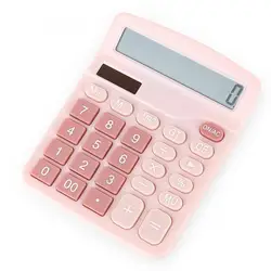 Cute 12-Digit Solar Calculator Accurate Portable Battery Powered Bright Color Student Calculator School Office Supplies