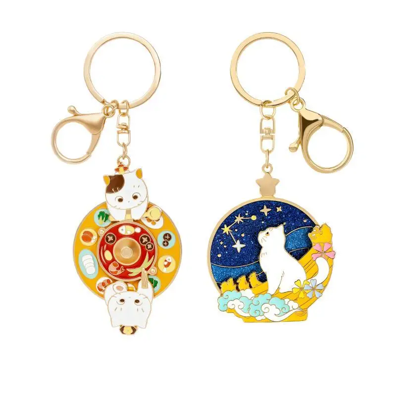 Forbidden City Cultural and Creative Stargazing Eating Hot Pot Fish Watching Rotating Keychain Couple School Bag Pendant