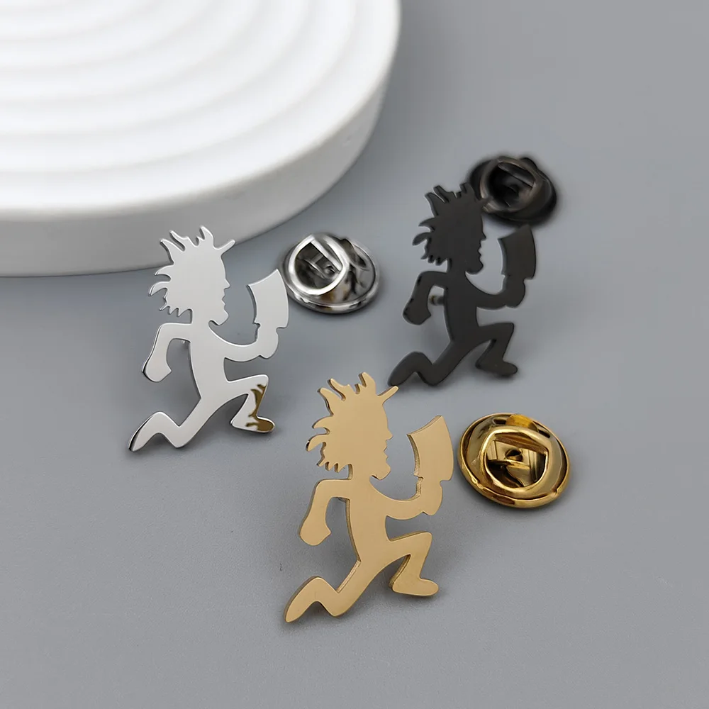 New butcher lapel pin, fashionable stainless steel badge, retro style brooch suit accessories, suitable for party wear