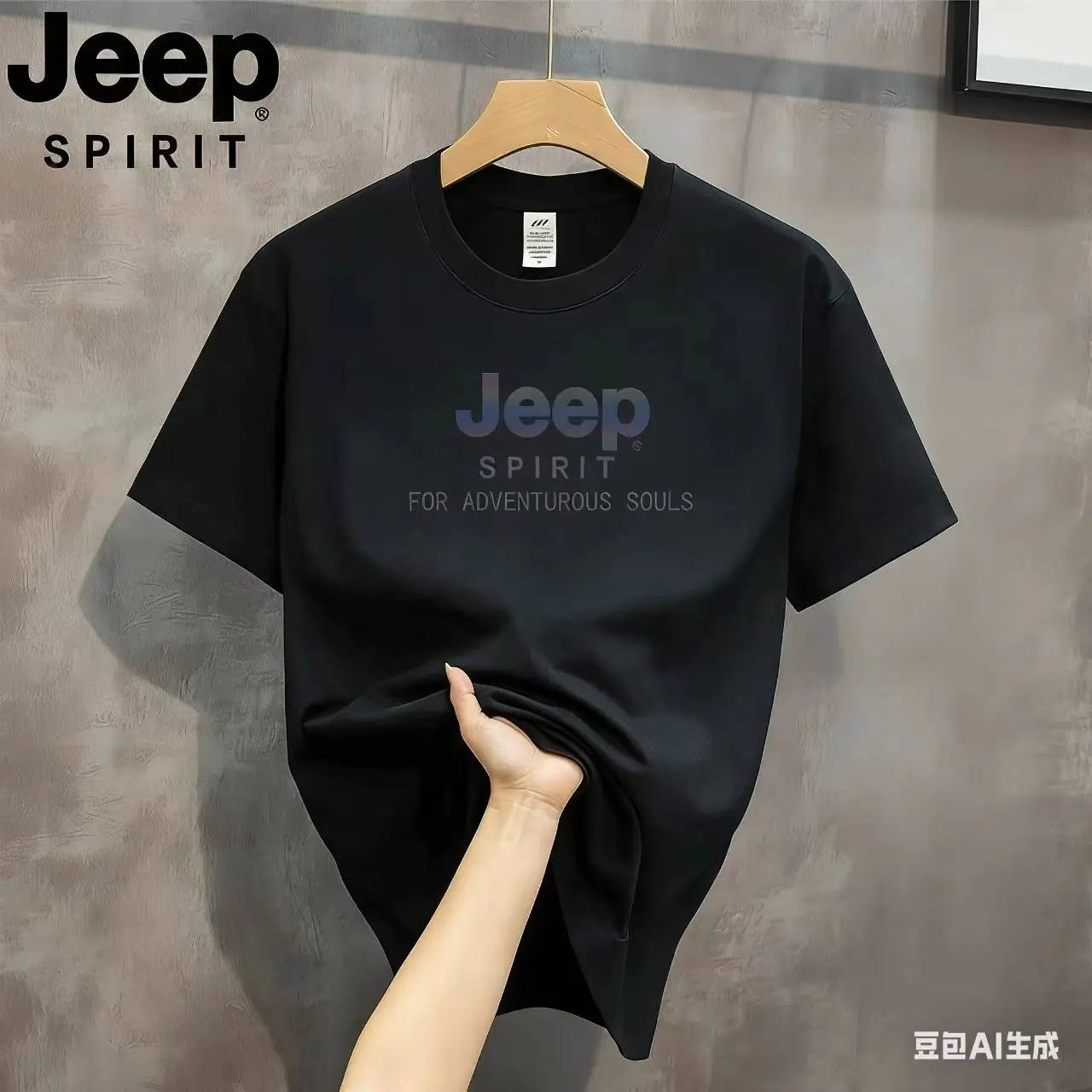 JEEP Summer 100 cotton short-sleeved T-shirt for men, Korean style, round neck, loose, large-sized printed, versatile T-shirt ba