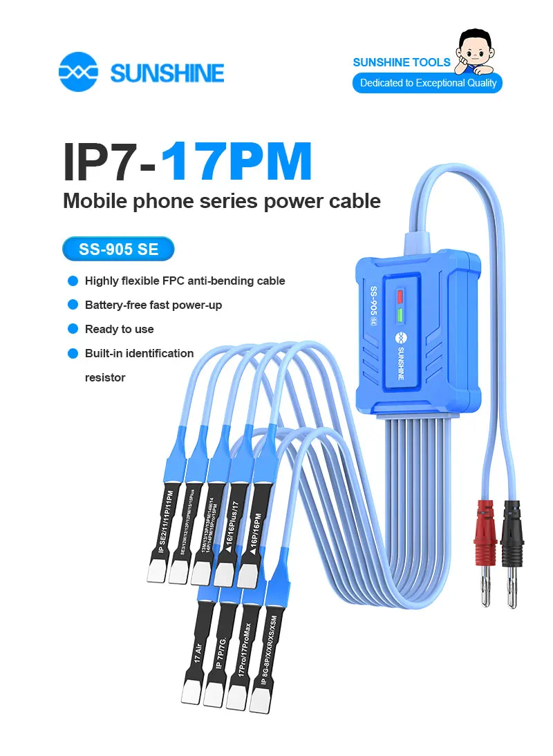 

SS-905 SE IP6G-16PM Кабель питания серии мобильных телефонов Установка и использование, быстрая запуск без аккумулятора Интеллектуальная защита от ожогов