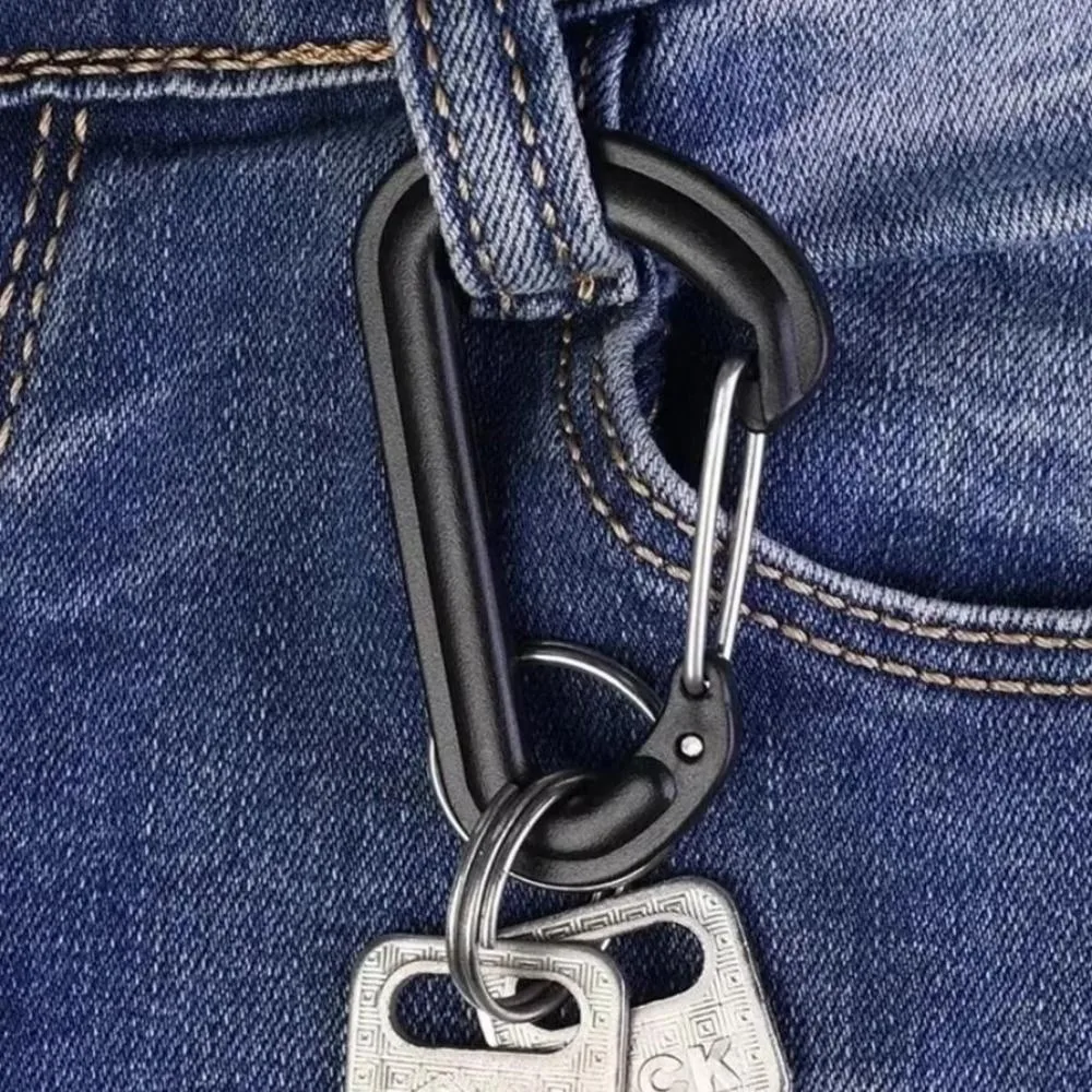 10PCS New 55.5*35mm Carabiner Clip Set Black POM Spring Hook D-Ring Key Chain