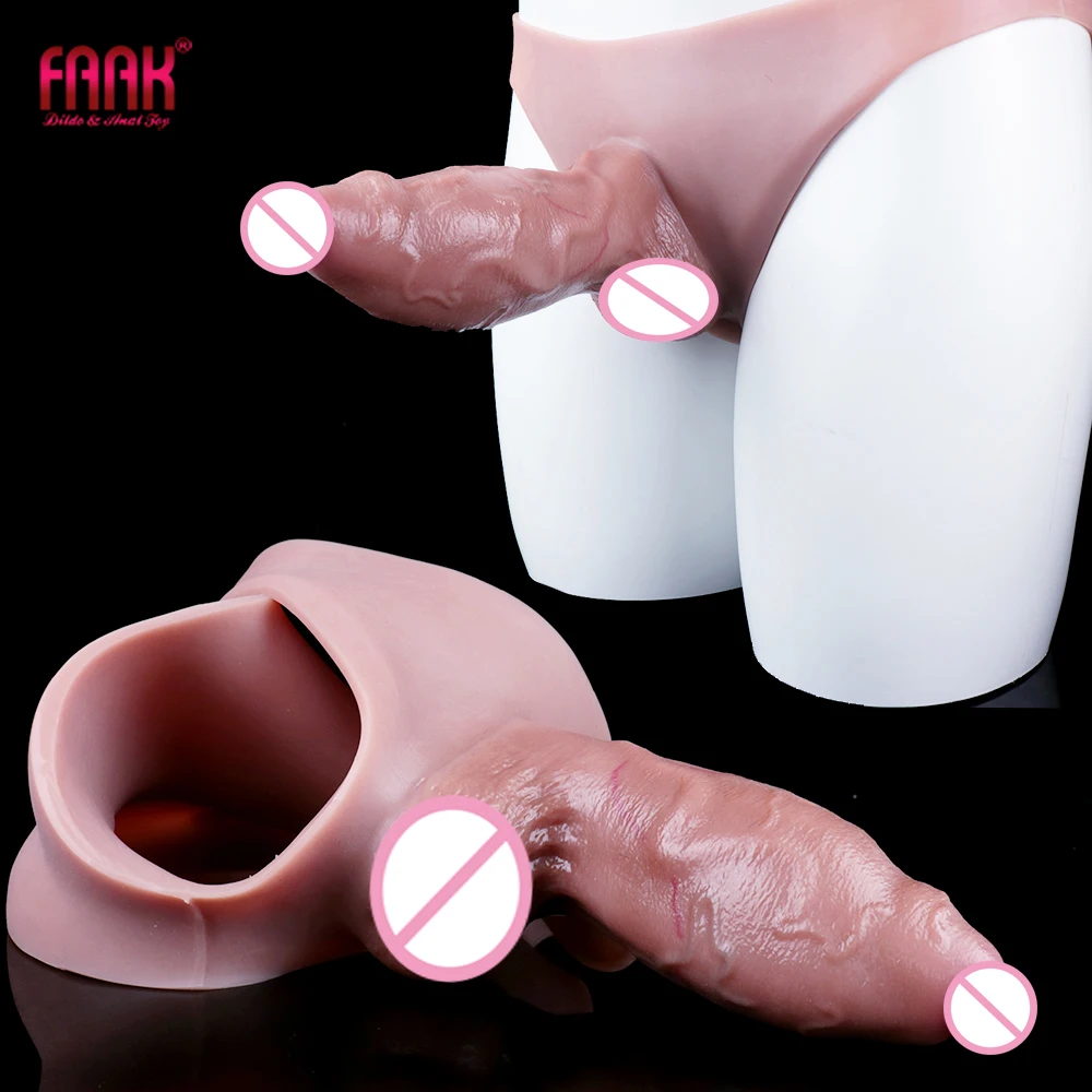 FAAK القلفة الجوف دسار سيليكون سراويل واقعية القضيب المكبر القضيب كم موسع قابلة لإعادة الاستخدام الديك غمد القضيب مضخة #1