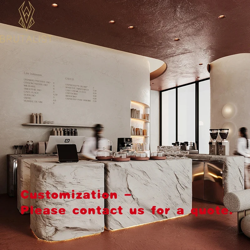 

custom.BRUTALIST Customized Marble Coffee Table LED Light Waterproof Counter Design Cafe Restaurant Cof