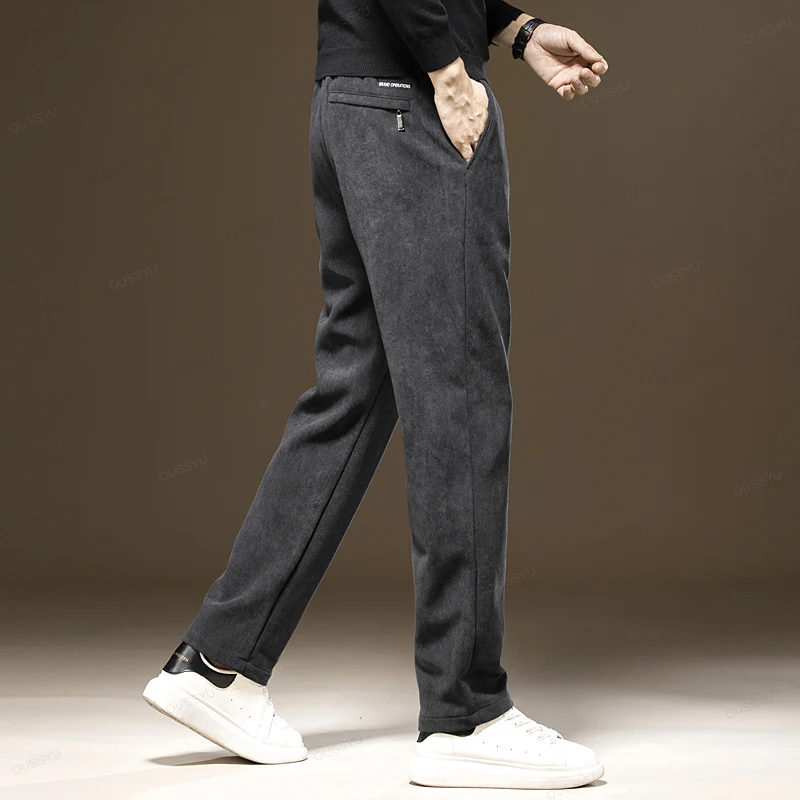 New Autumn Winter Men's Corduroy Casual Pants Thick Elastic Waist Business Straight Outdoors Trousers Male Plus Size M-6XL Gift