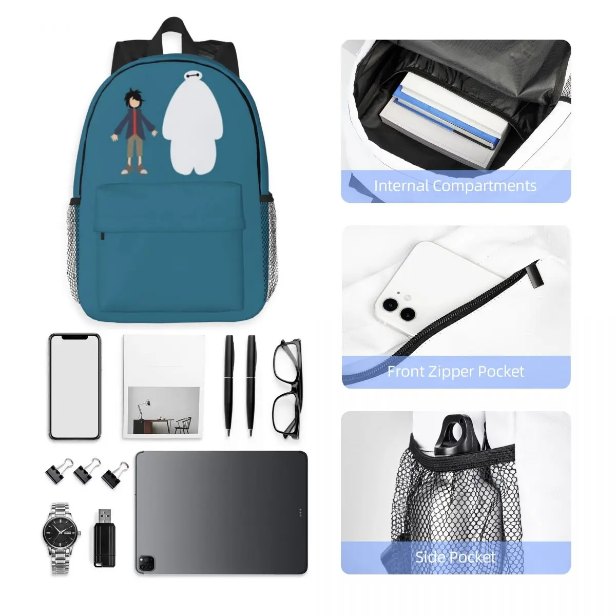 Mochila durável Big Hero 6 de 15 polegadas – design ergonômico e leve para conforto e conveniência