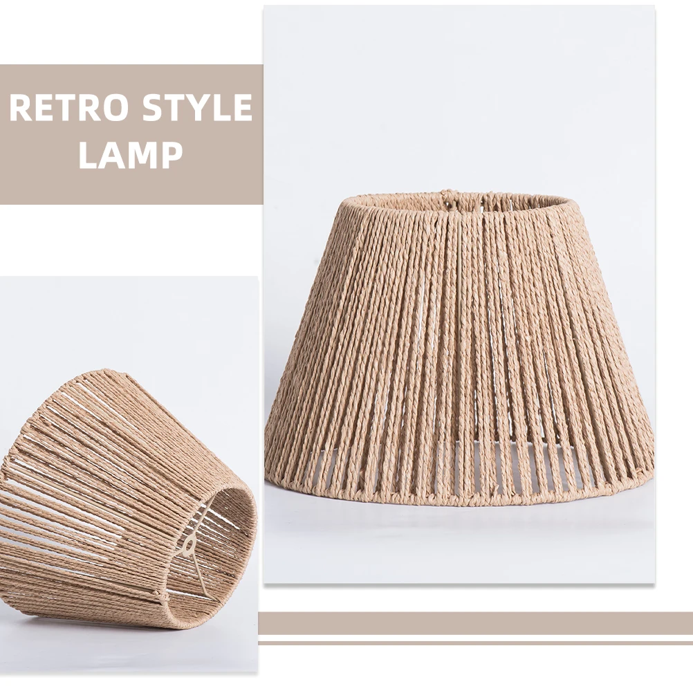 

Paper Rope Woven Lampshade 1cm Iron Ring Small Spaces Tea Rooms Bars Guesthouses Retro Style Lampshades for Ceiling Ch