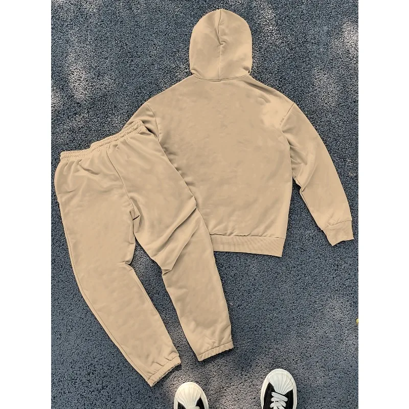 2025 بدلة رجالية شارع العصابات لهب ثلاثية الأبعاد مطبوعة الشارع كول نمط الكنغر حقيبة فضفاضة الكتف هوديي السراويل الرياضية مجموعة