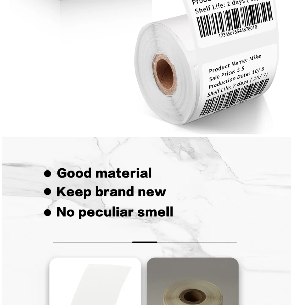 Phomemo Multi-Purpose Square Self-Adhesive Label for Phomemo M110/M200 Label Printer Width 20-50mm Labels/Roll