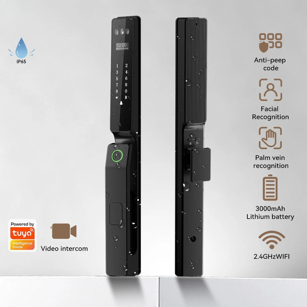 Multinational Tuya Face with Palm Vein Double-sided Waterproof Broken Bridge Aluminum Courtyard Door Smart Password Lock