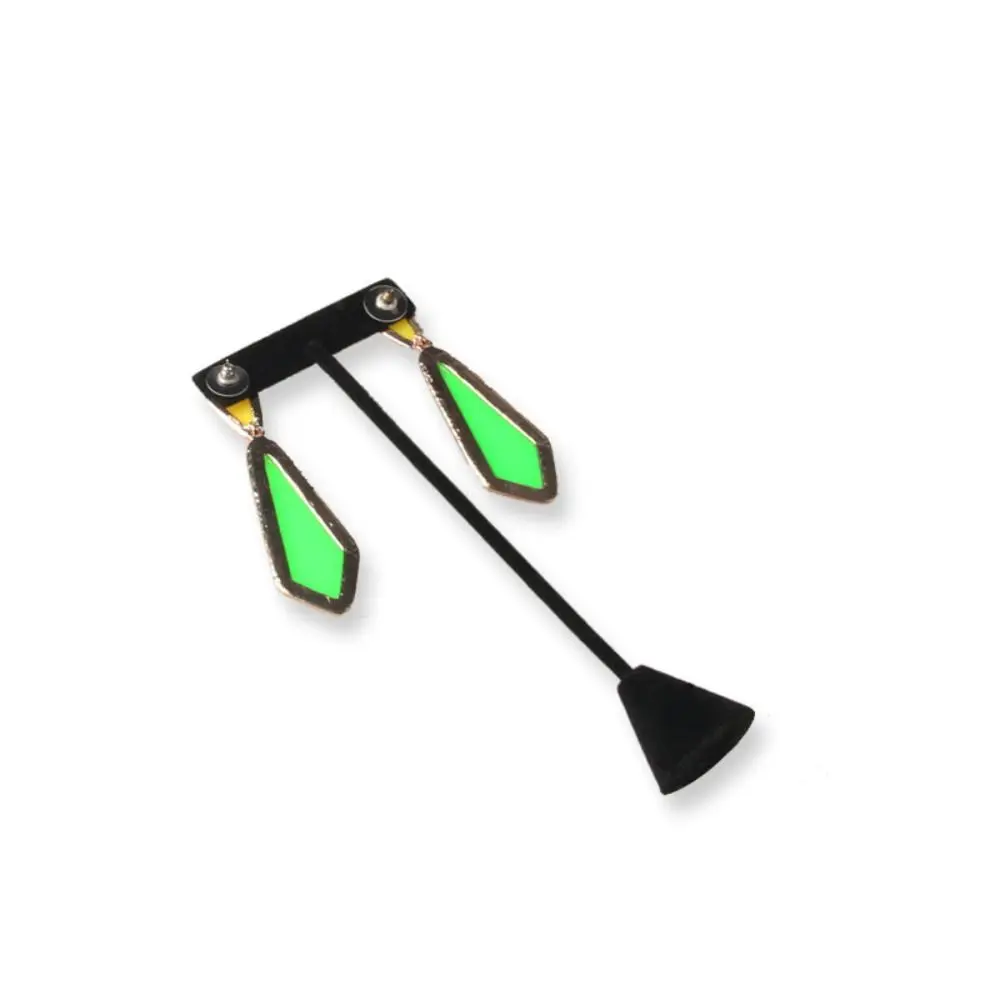 T 자형 귀걸이 디스플레이 스탠드 블랙 단일 레이어 쥬얼리 디스플레이 랙 3 가지 높이 플로킹 귀걸이 홀더 주최자