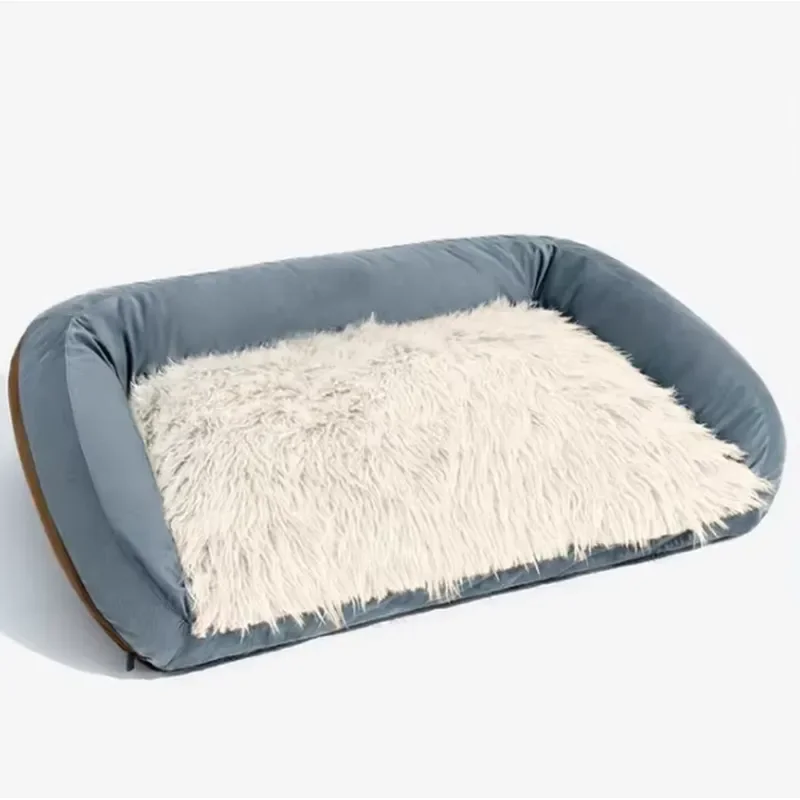 Large Washable Fluffy Dog Bed Rectangular Pet Sofa Cushion Comfortable Portable Cat Puppy Sleeping Mat Indoor Outdoor
