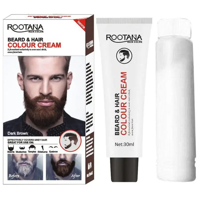 NEW Men Beard Black Dye Tint Cream Mustache Beard Coloring Cream Semi-permanent Men's Fashion Modelling Tool Black Brown Color