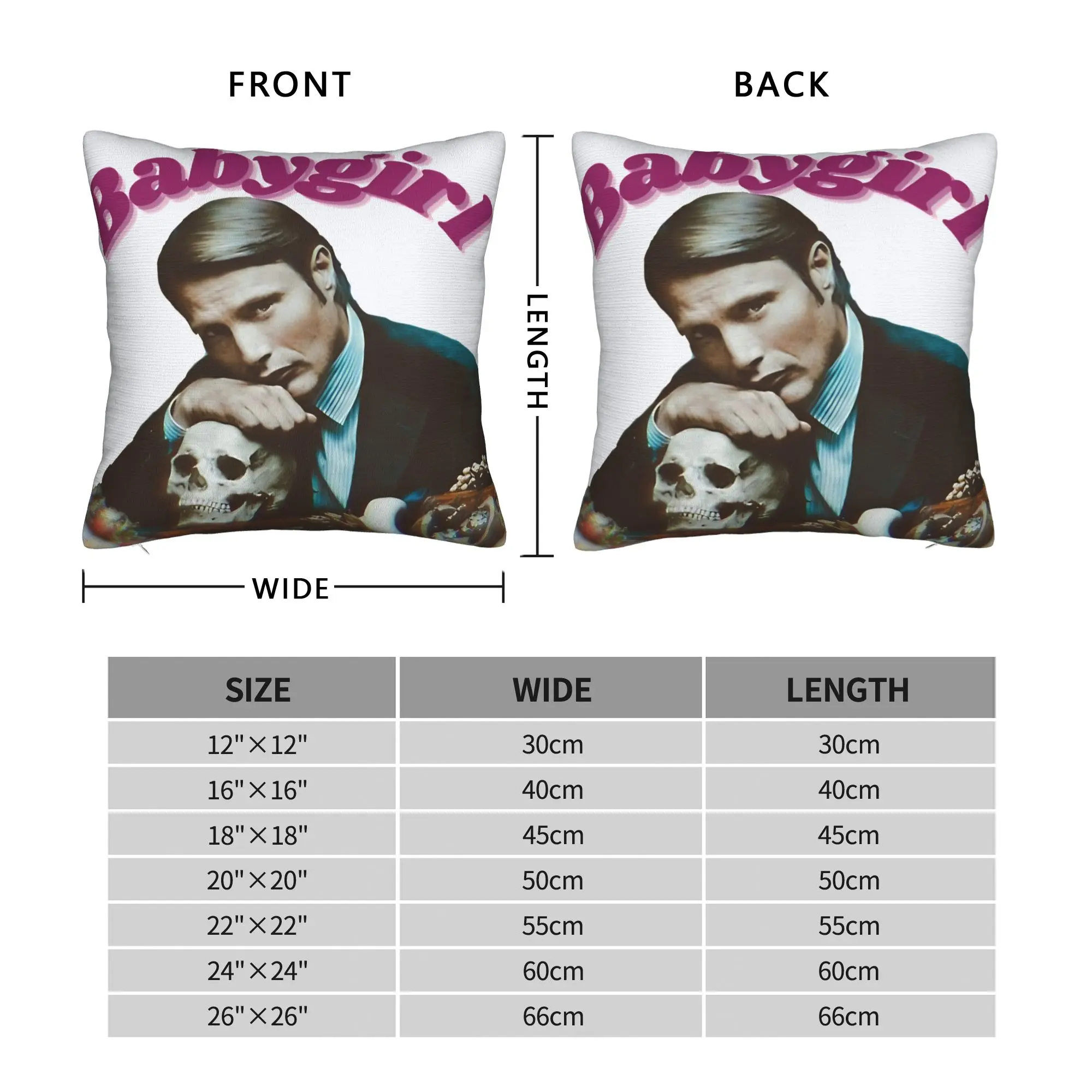 Pillow Cover Mads Mikkelsen Hannibal Babygirl  Retro Trendy Pillow Case For Couch Sofa Bedroom Pillowcases
