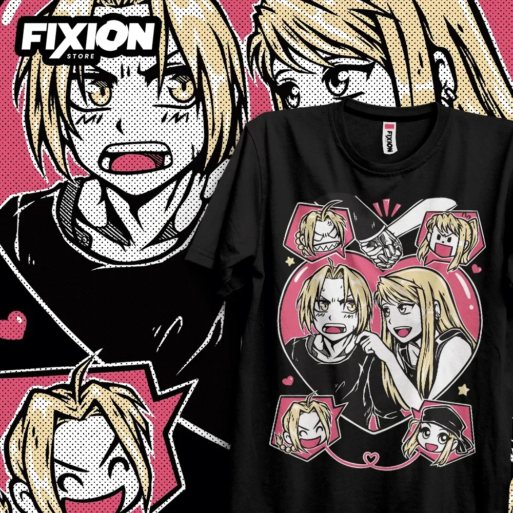 Fullmetal Alchemist Ed y Winry – Camiseta de Anime N/Febrero 2023, regalo de Manga para amantes de los Anime, algodón de todas las tallas