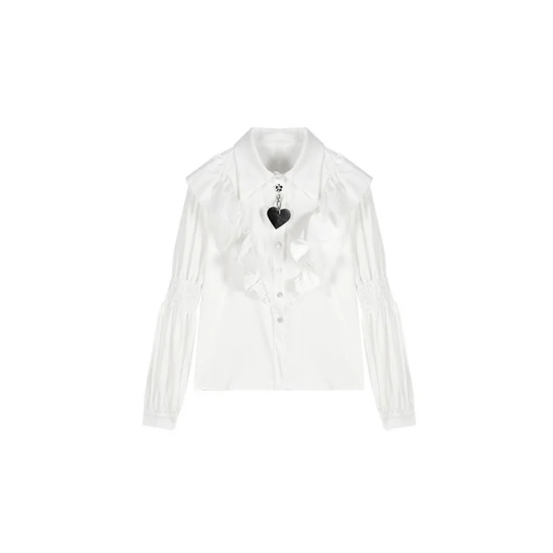 

Дизайн женской рубашки с рюшами и длинными рукавами, новый топ в стиле ретро