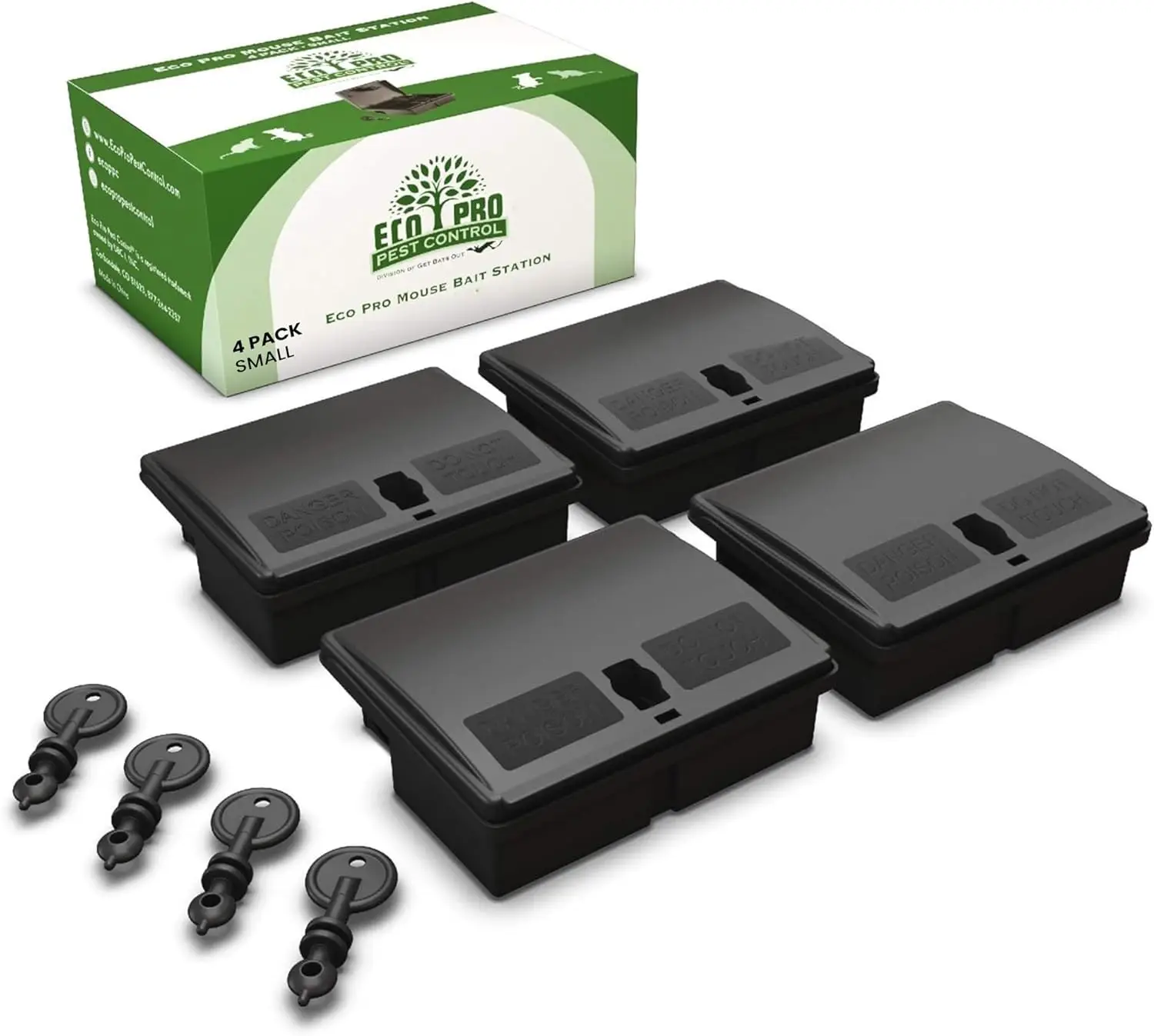 

Mouse Bait Station 4-Pack, Indoor & Outdoor, Lock & Key, Pet & Child-Safe, Durable Stainless Steel & ABS Plastic, Reusable