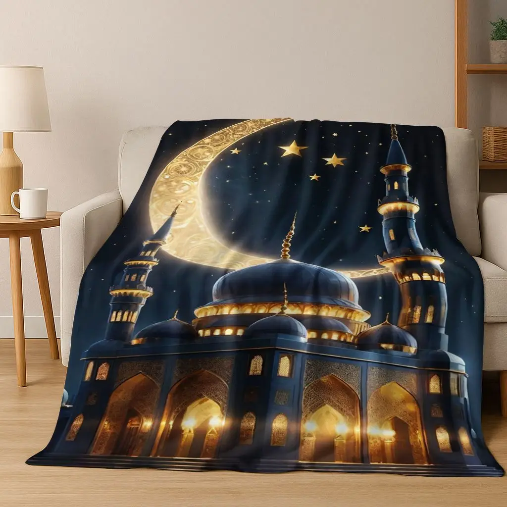 

Mosque Islam Prayer Muslim Calligraphy Flannel Blanket,Cozy Soft Throw Blanket for Home Bedroom Bed Sofa Picnic Cover Gift Kid
