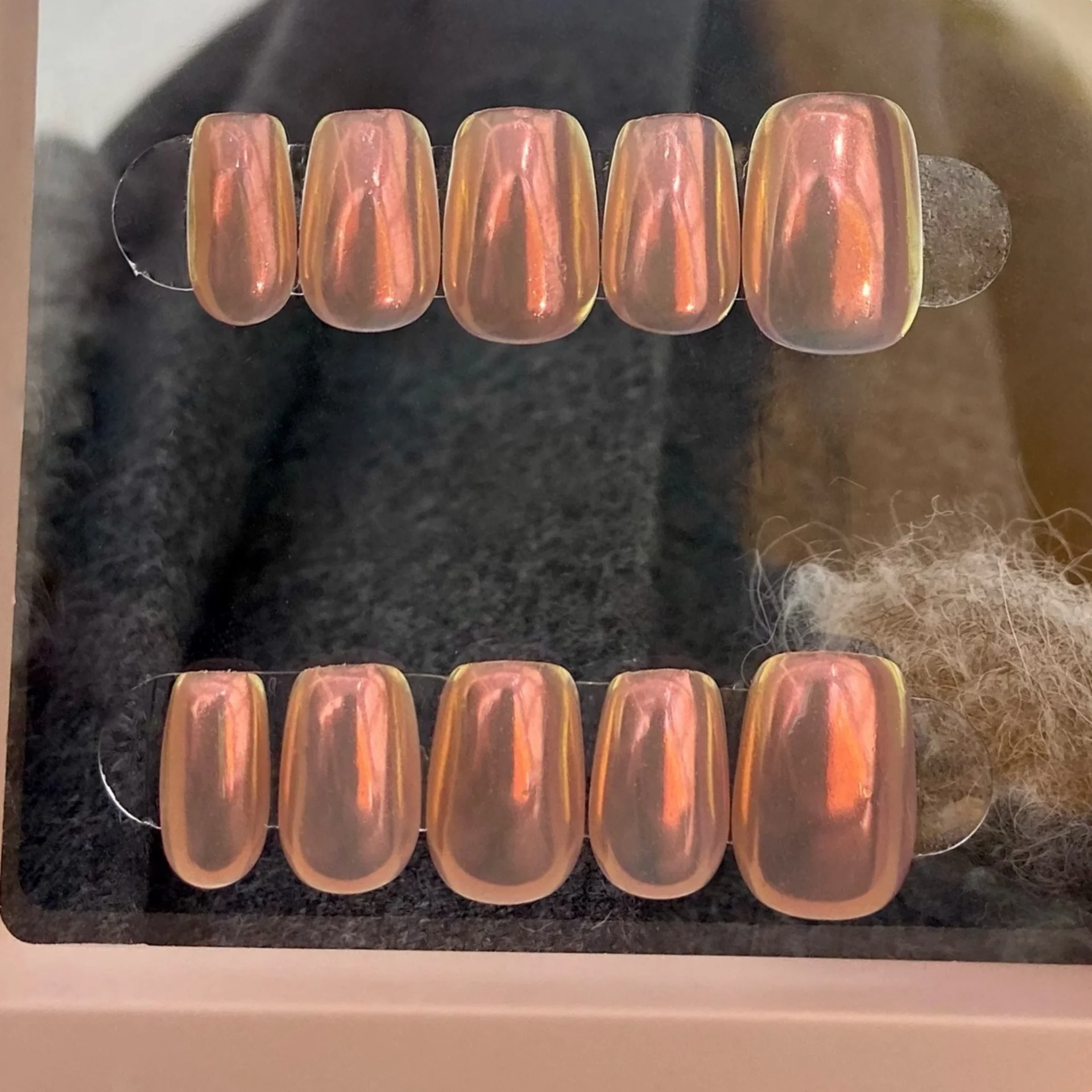 10 pçs artesanal unhas falsas arte simples vermelho cor sólida curto ballet imprensa em unhas ponta wearable aurora design redondo conjunto de unhas falsas