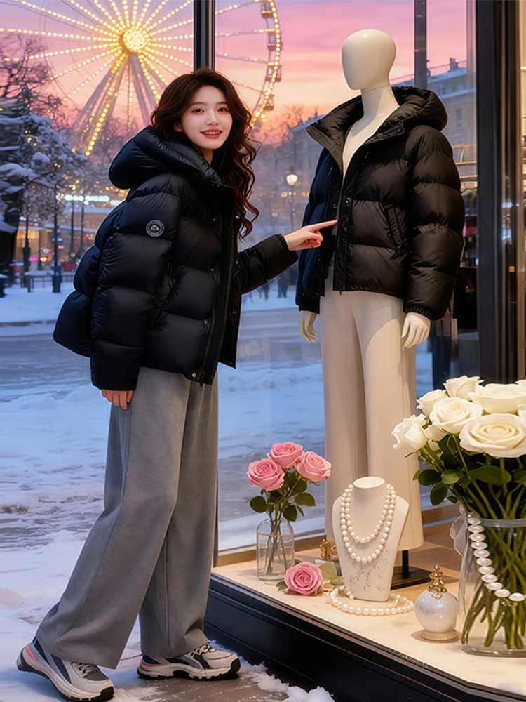 

Sli ort Thiened пуховое хлопковое пальто женское осенне-зимнее новое теплое пальто корейской версии свободного покроя пальто с капюшоном