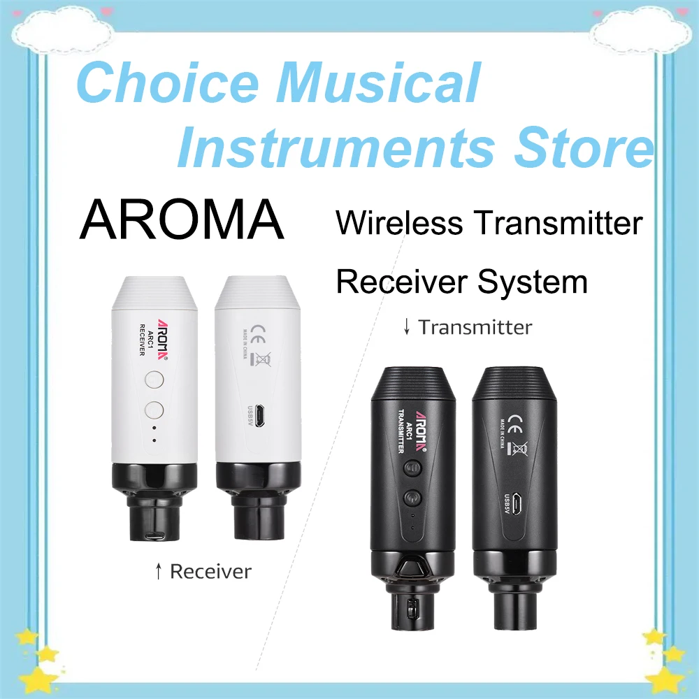 아로마 ARC-1 5.8GHZ 무선 기타 마이크 시스템 송신기 수신기 기타 베이스용 오디오 전송 시스템 충전식