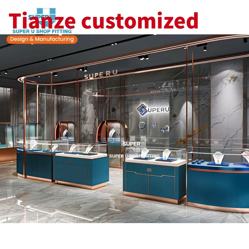 

(Customized) Customized Necllace Mall Kiosk Design Fine Jewelry Store Display Furniture Locable Glass Jewelry Counter Showcase