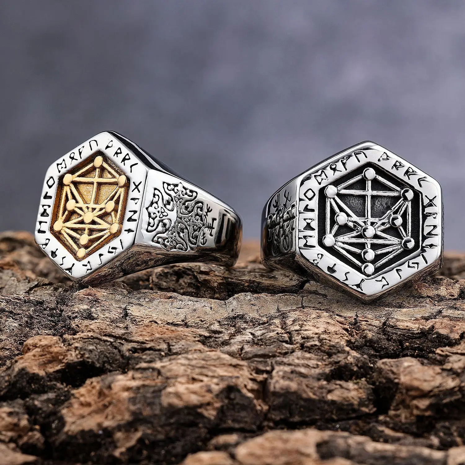 2026 Hot Selling Viking Star Mysterious Symbol 925 Silver Men's Ring Wholesale In Stock In Europe And America