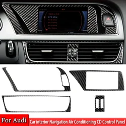 For Audi A4 A5 B8 Q5 Car Interior Navigation Air Conditioning CD Control Panel LHD RHD True Carbon Fiber Decoration Sticker