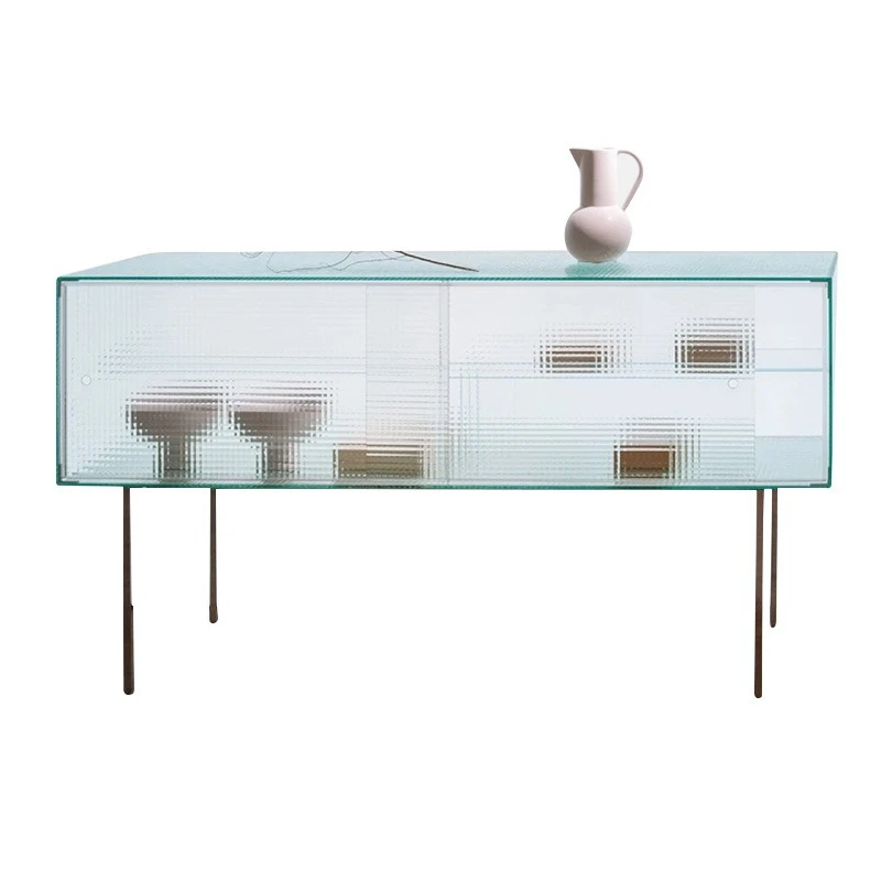 

Minimalist glass side cabinet integrated storage cabinet against the wall Living room storage cabinet Dining room side cabine