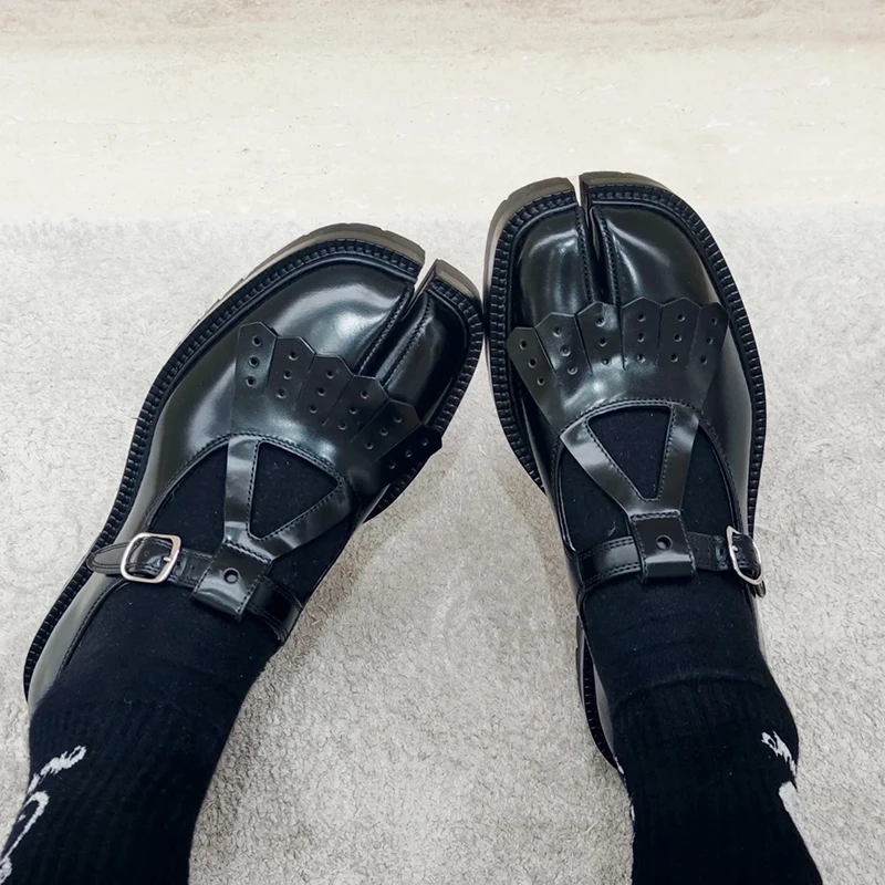 Zapatos Dermis con punta abierta hechos a mano de alta calidad para mujer, zapatos informales con borlas y suela gruesa, zapatos planos Mary Jane de diseñador de lujo para mujer