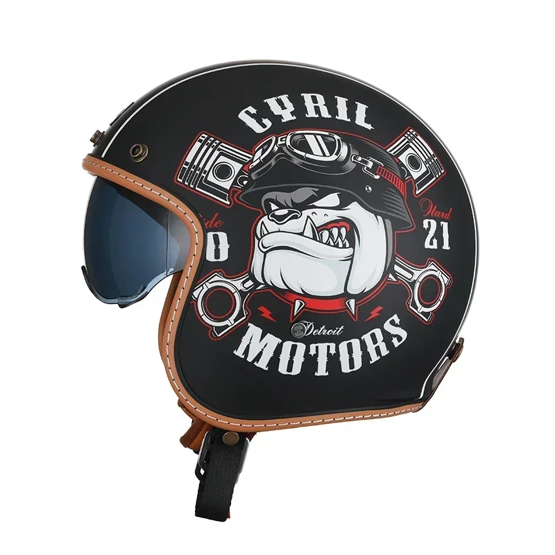 Retro 3/4 rosto aberto metade capacete da motocicleta cyril b206 leve adulto vantage jet capacete para homens mulheres dot ece aprovado