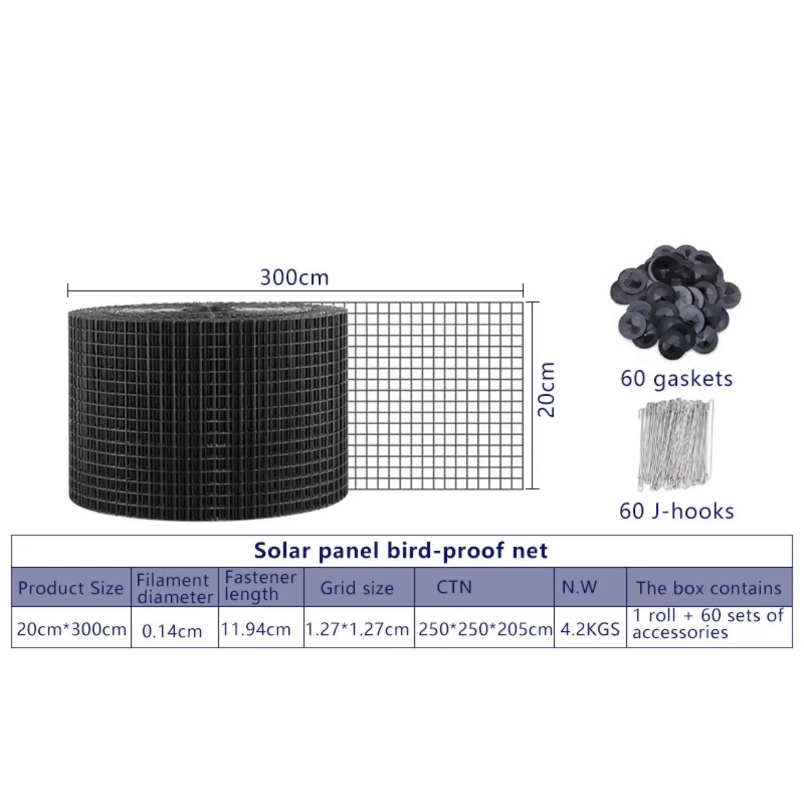 Solar Panel Guard Portable Heavy Duty with Fastener Clips, Wire Screen 98.4ftx7.8'' for Conduits, Vents Rooftop Outdoor