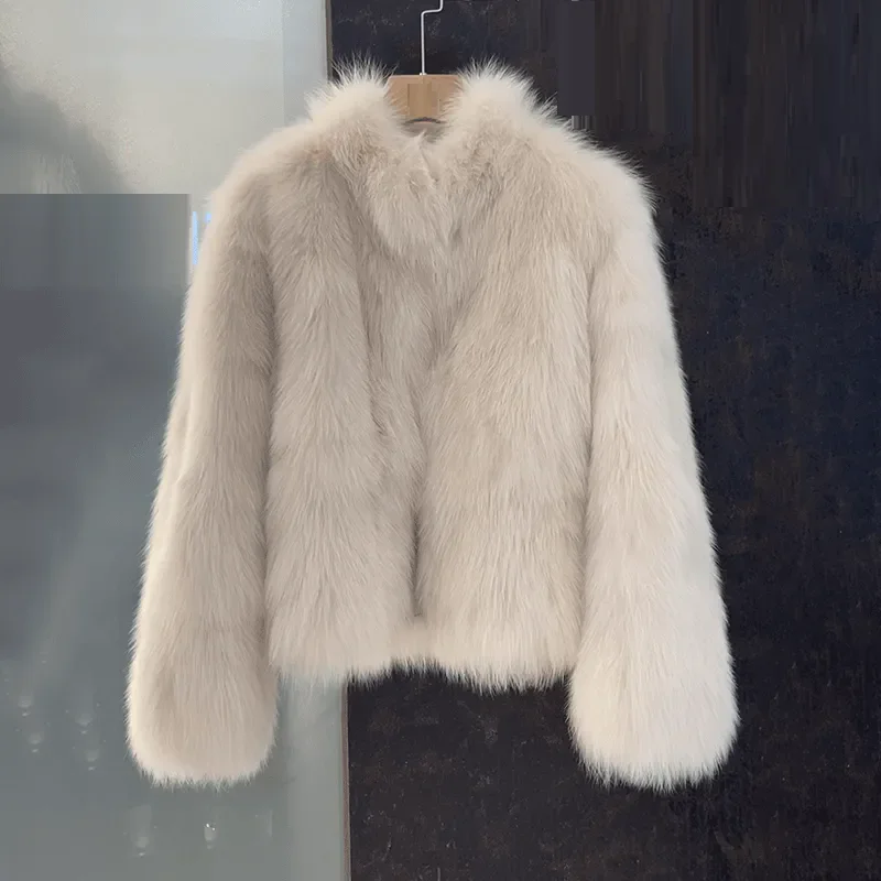 Korean Faux Fur Jackets Autumn Winter Luxury Stand Collar Faux Mink Fur Party Club Coat Vintage Solid Furry Outerwear