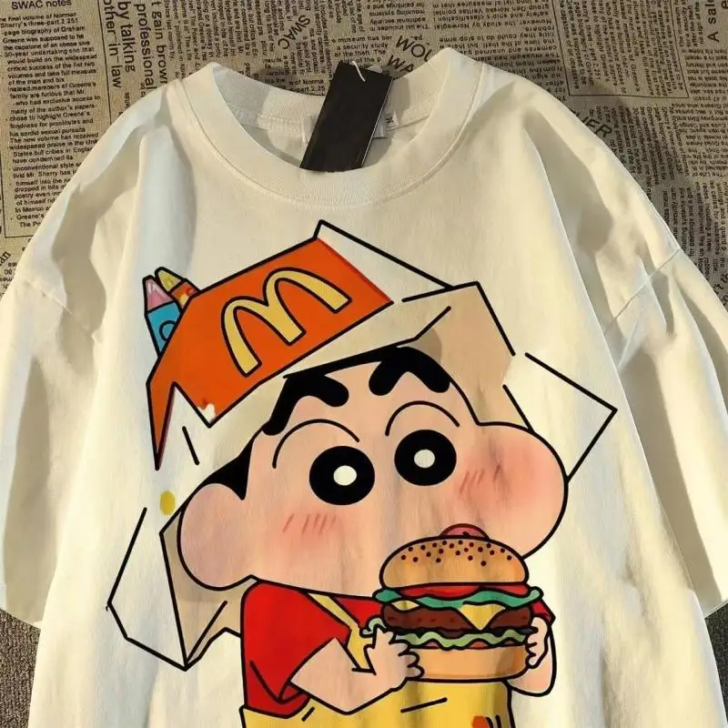 Japanese Cute Crayon Shin-Chan Cotton T-Shirt for Women and Men Loose Summer Short Sleeve Couples Leisure Half Sleeve Tops Gift