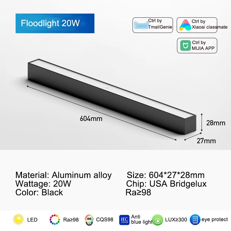 LED Ultra-thin Magnetic Track Light Intelligent Control Surface Installation Track Light Modern Lighting 10/20W Floodlight