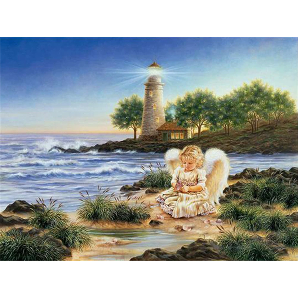 

5D DIY Diamond Painting Beach Angel Full Square Diamond Embroidery Christmas Girl Mosaic Children's Needle Wall Art