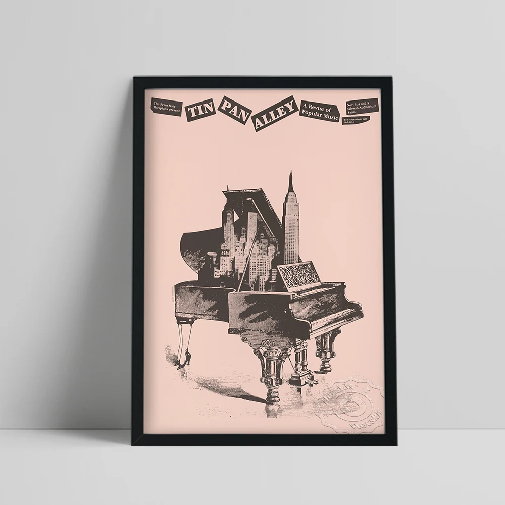 Tin Pan Alley Poster Revue Popular Music Vintage Art Prints Black White Piano Canvas Painting Bedroom Home Decor Wall Stickers