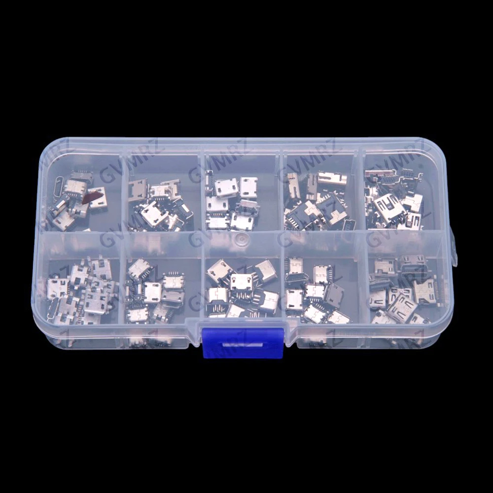 10Values ​​100PCS Micro MINI USB Female Connector Multiple Sizes of Android Charging Charging Jacks MINI 10Values