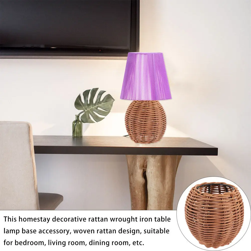 籐ランプシェード織り天然繊維テーブルランプカバー装飾レトロ照明器具ホームショップ寮用