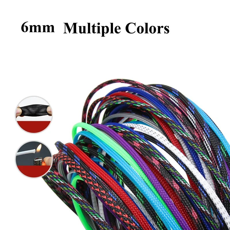 

1M~50M PET Expandable Cable Sleeve 6mm Tight Braided High Density Hardness Insulate Line Protect Wire Wrap Gland Sheath DIY