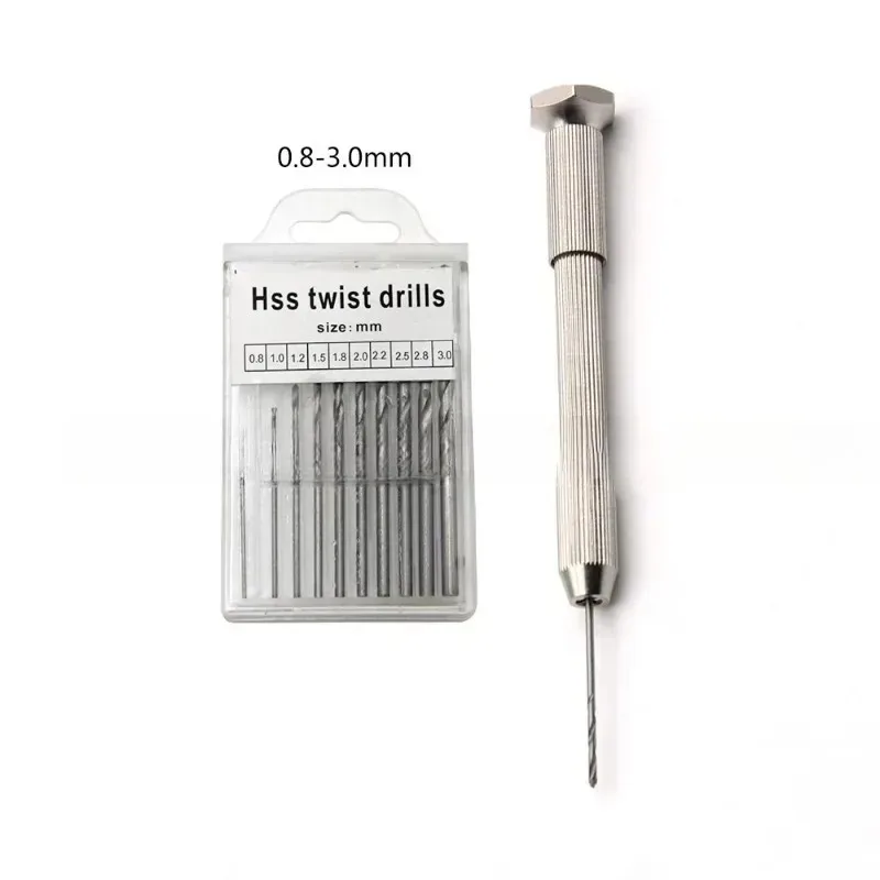 Hole Open Single Head Hand Twisted Drill Handl Small Tool Set DIY Hole Punching Art Play Amber Walnut Manual New 10pc