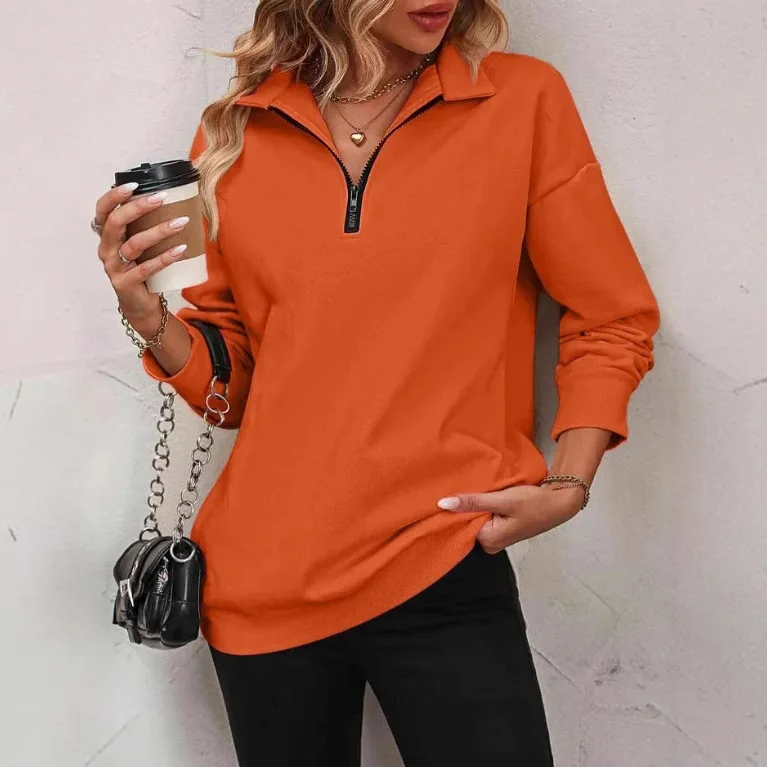 Sweatshirts Women Tops Turn Down Collar Hoodies Top Sweatshirt Zipper Casual Regular Elegant Splice Y2k Spring 2025 Streetwear