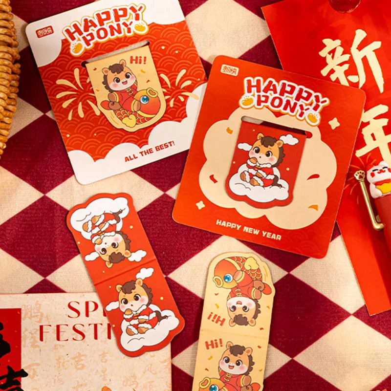 

10Pcs Creative 2026 Year Of The Horse Magnetic Bookmark Students Cartoon Portable Bookmark School Stationery New Year Gifts