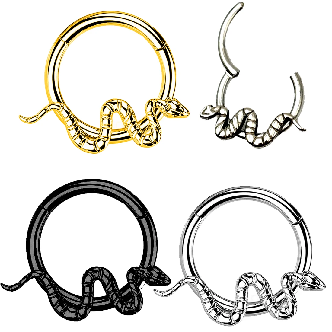 

Snake Hinged Nose Ring Hoop Septum Hoop Ring Tragus Rook Ring Piercing Jewelry Lip Labret Ring Women Clicker Cartilage Earrings